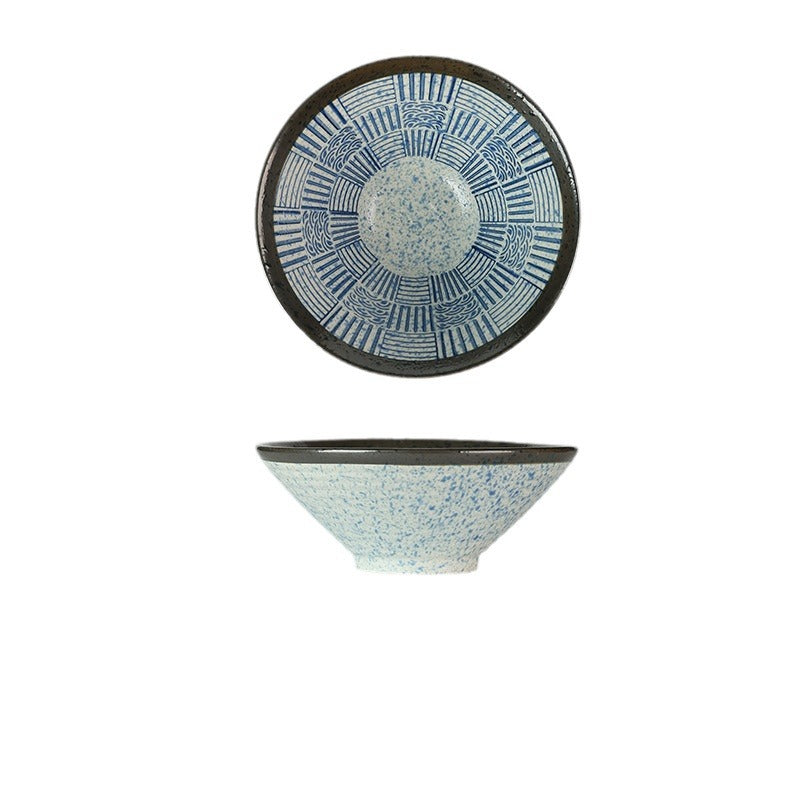 Lamian Noodles Bowl Sea Ripple Bamboo Hat Bowl Creative Large Soup Bowl Beef Noodle Bowl Home Vintage Bowl - TrendTrove
