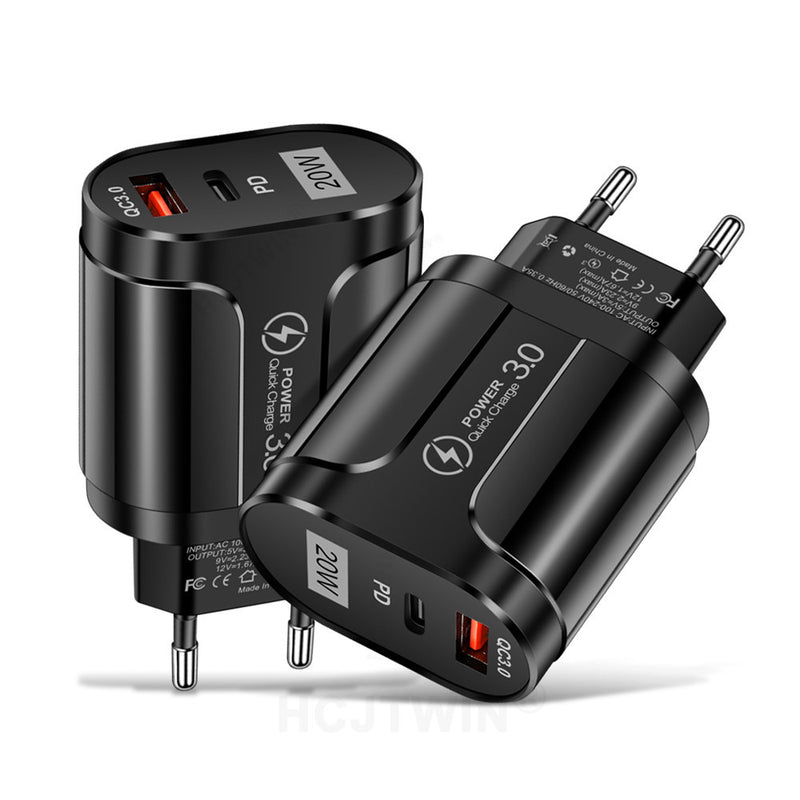 PD20W Mobile Fast Charging Charger 5V4A US, European, and British Standard Speed Matching Device PD+QC3.0 Travel Charging Head - TrendTrove