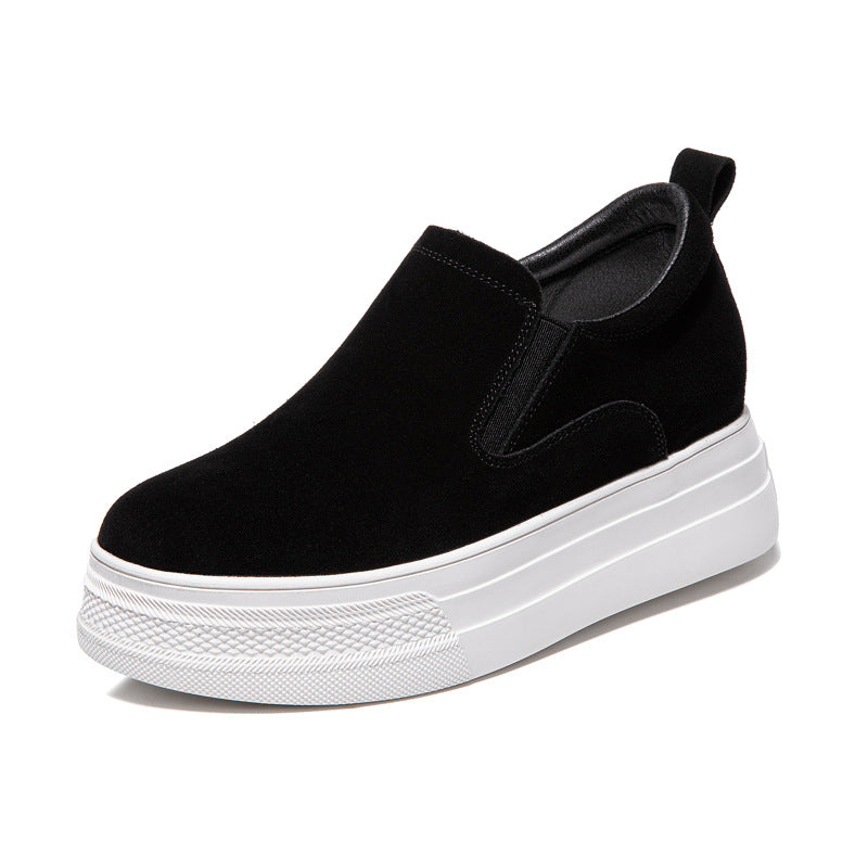 Genuine Leather Women's Loafers with Thick Sole