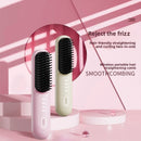 Wireless lazy-person portable hair straightening comb