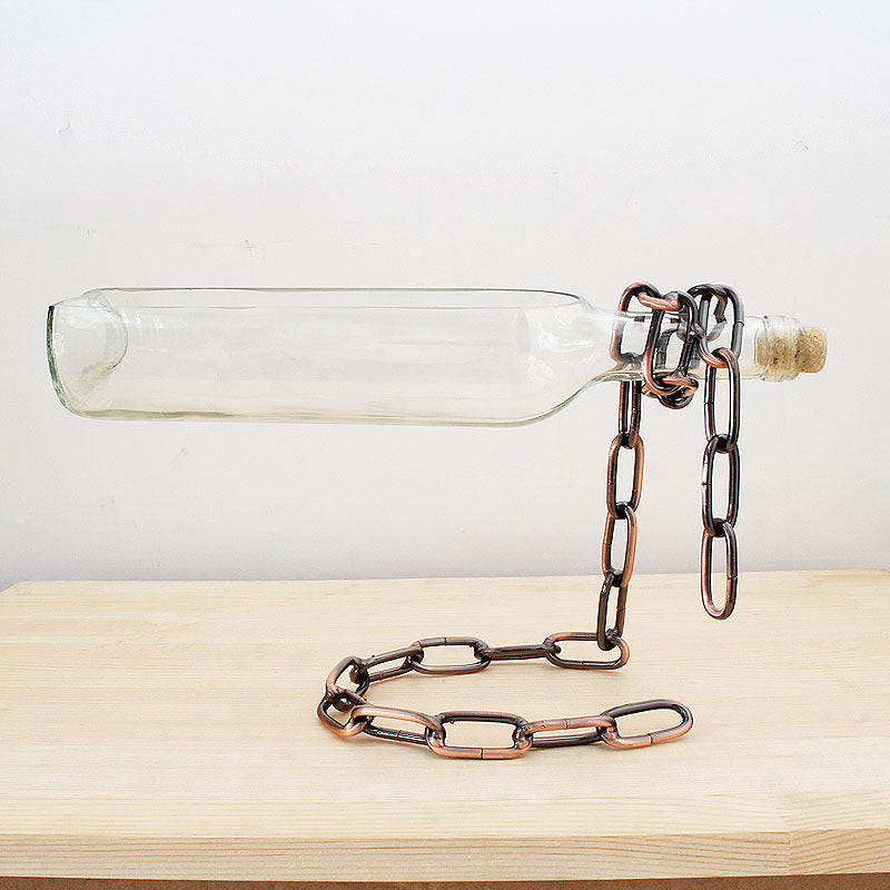 Suspended wine bottle decoration