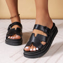 all-match thick bottom buckle solid color sandals