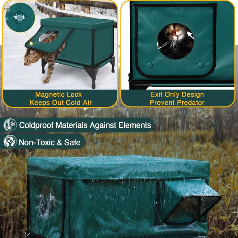 Outdoor heated and insulated cat bed