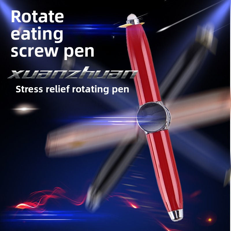 Multi-functional fingertip stress-relieving spherical gyroscope pen with light