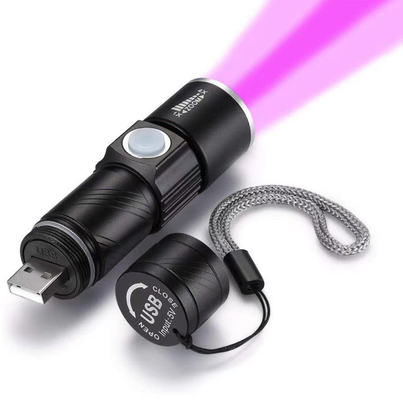 Mini UV Flashlight with White and Purple Light