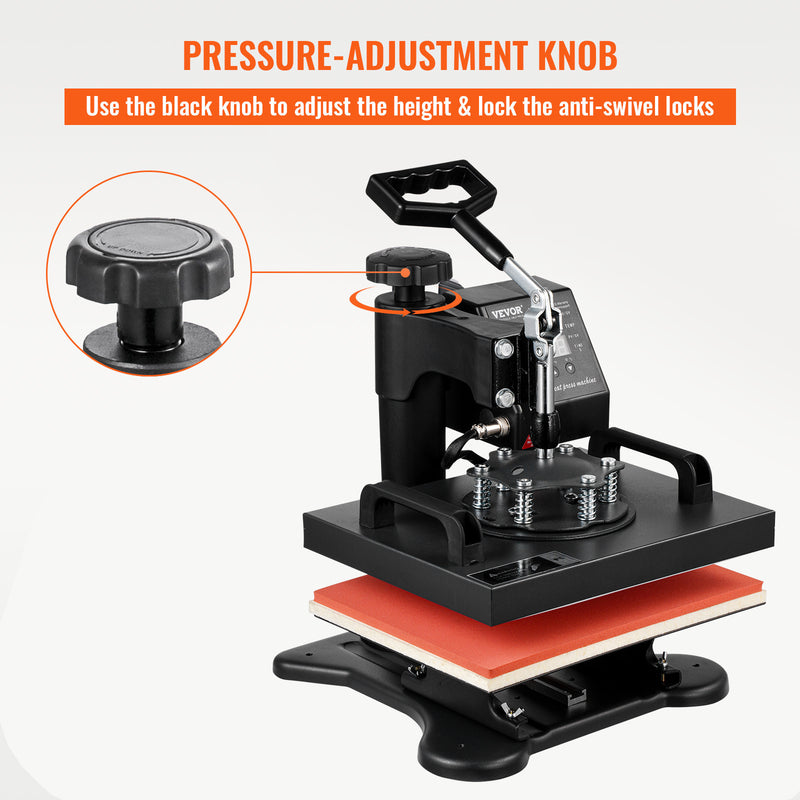 VEVOR Heat Press, 12x10Inch T-Shirt Press Machine, T-shirt Press Heat Press 30x23cm Printing Machine Heat Transfer Sublimation Machine For T-shirts