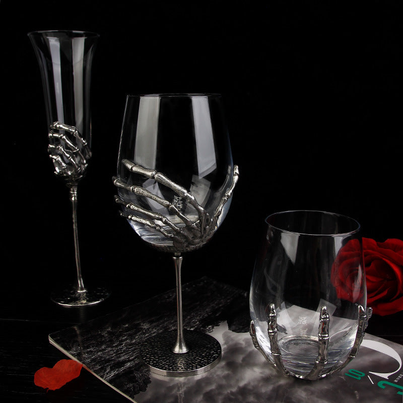 Creative Crystal Wine Glass Set with Ghost Hand Design