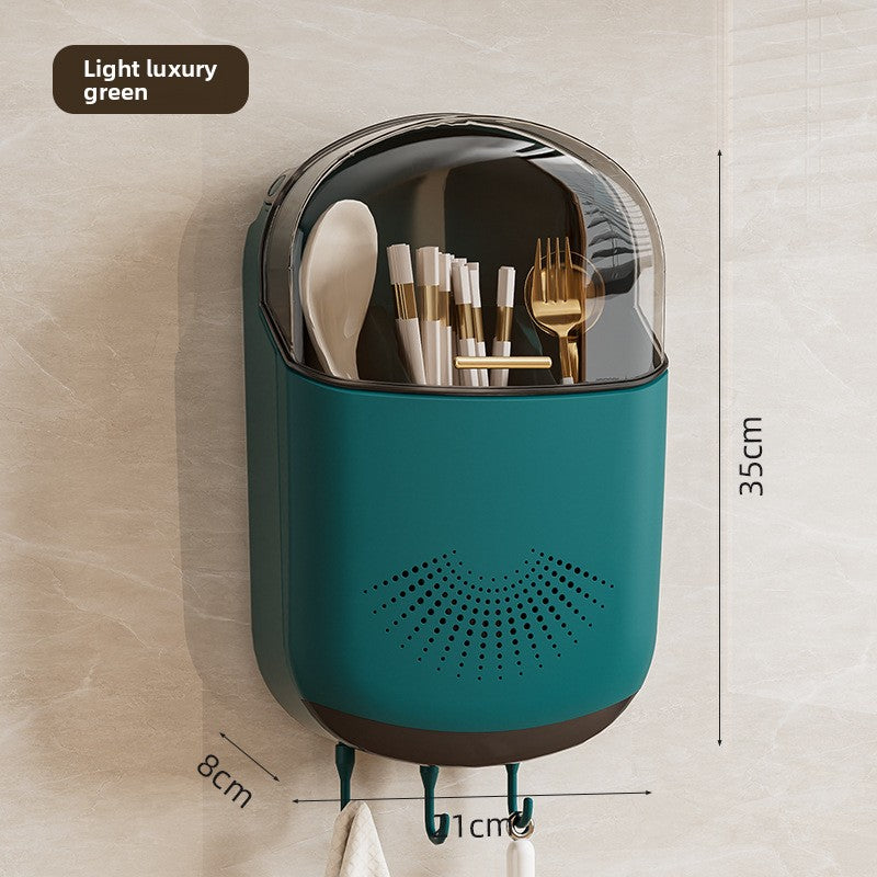 Wall Mounted Kitchen Chopsticks Holder with Lid