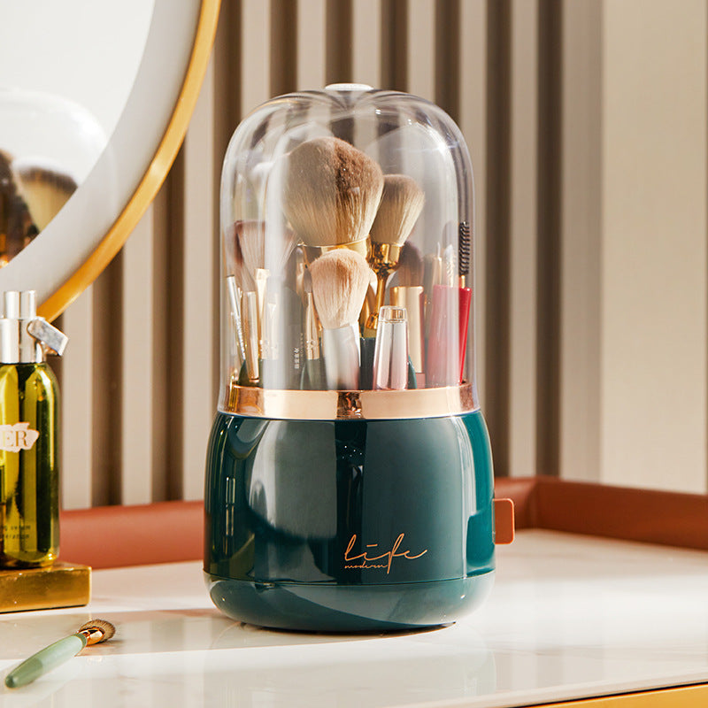 Rotating Makeup Brush Storage Bucket with Dust-Proof Design