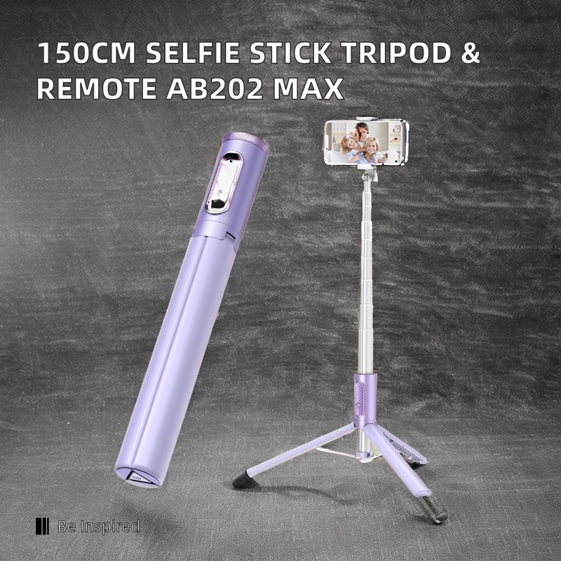 New 150cm Long Selfie Stick Tripod Carbon Fiber Plastic Detachable Remote Control AB202 Max Phone Compatibility Rotatable - TrendTrove