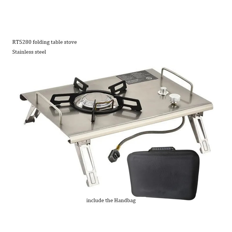 Camping Gas Stove Foldable IGT Gas Stove 4000W Stainless Steel Camping Table Stove Portable Outdoor Picnic Desktop Furnace - TrendTrove