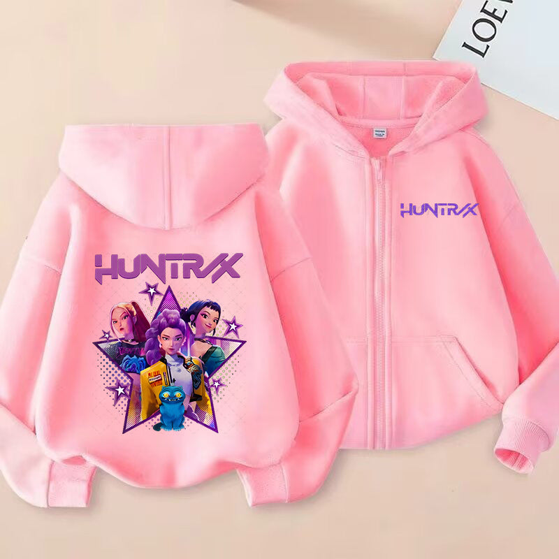 Kids KPop Demon Hunters Fleece Zipper Hoodie