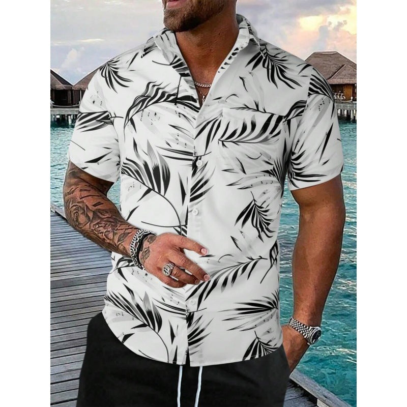 Men's Short-Sleeved Shirt and Beach Pants Set