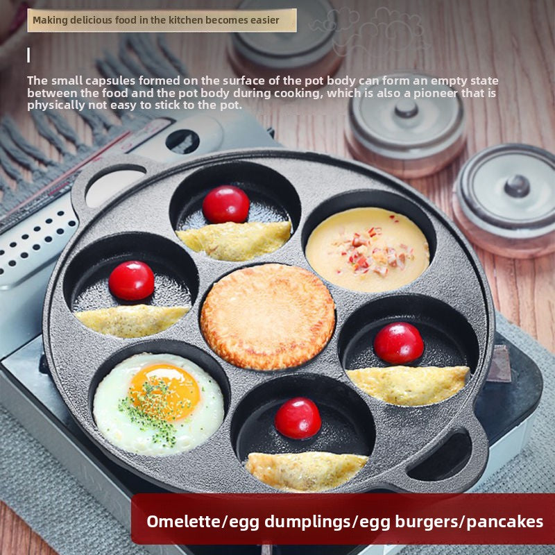 Seven-hole Fried Egg Pan Egg Dumpling Pan Uncoated Stove Universal