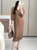 Falda holgada de talla grande con temperamento de longitud media para mujer