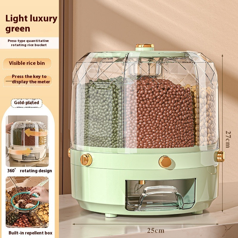 Wholesale Cereals Storage Box Rotatable Rice Bucket Insect-proof Moisture-proof Sealed Household Separated Rice Storage Box Rice Jar