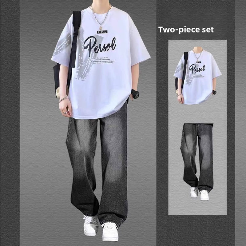 Letter-print short-sleeved T-shirts