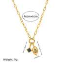 Stainless Steel Zircon Feather Pendant Necklace