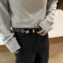 ERD Double-Nail Cross Leather Belt