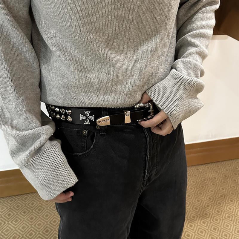 ERD Double-Nail Cross Leather Belt