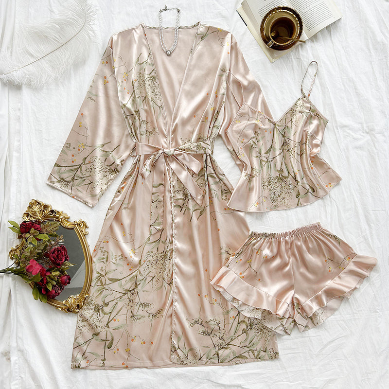 Satin Nightgown Light Printed