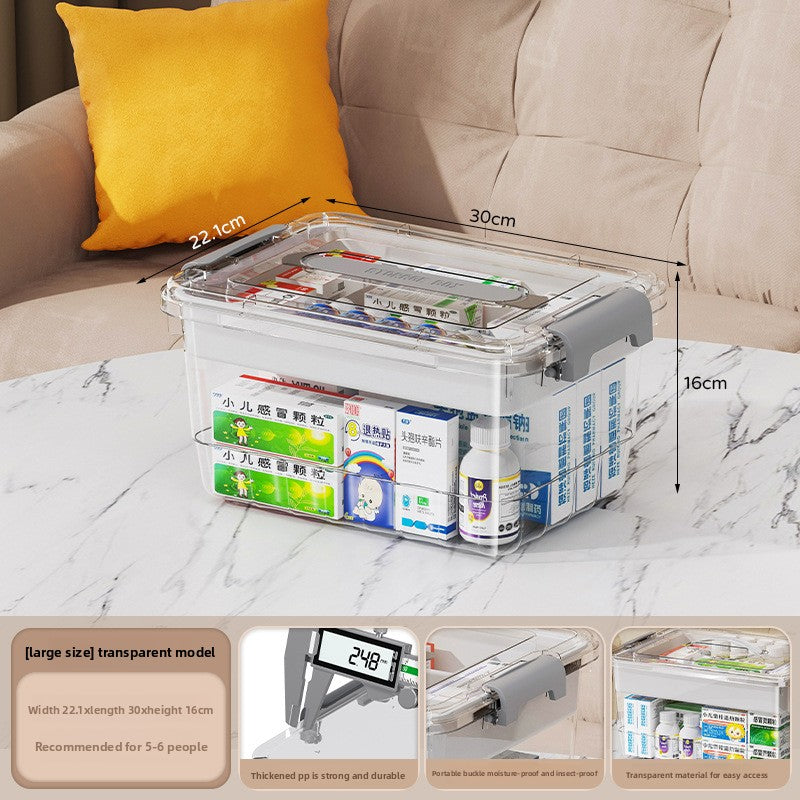 Portable Multi-Layer Transparent Medicine Storage Box