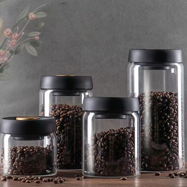 Vacuum Sealed Jar Food Grade Borosilicate Glass Storage Jar Kitchen Dispensing Bottle Tea Coffee Bean Storage Jar