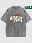 Retro Washed Cotton Short Sleeve Printed T-Shirt