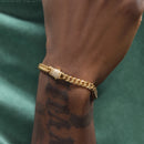 8mm Gold Titanium Steel Cuban Bracelet Men's Hip Hop