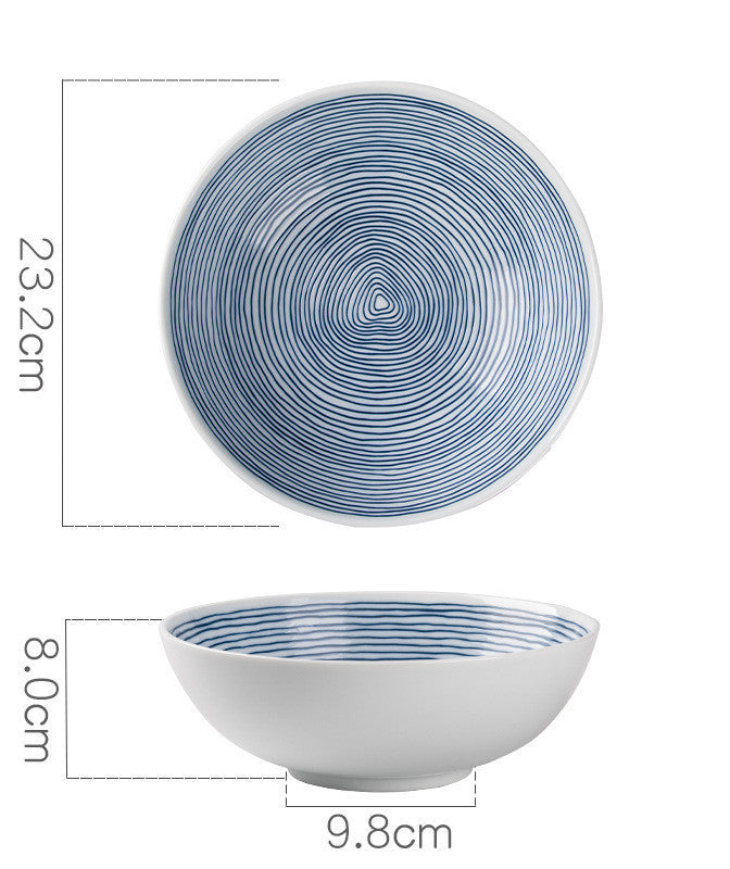 Creative Annual Ring Line Ceramic Dinner Plate Set