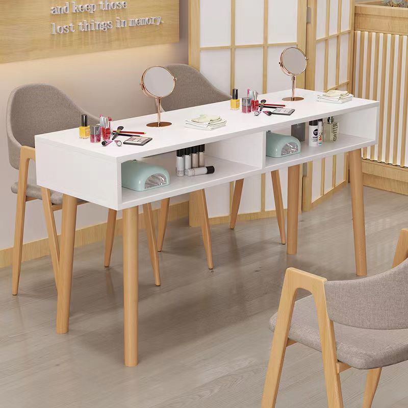 Japanese Style Wooden Nail Table with Drawers for Salon