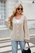 Loose V-Neck Cable Knit Sweater Cardigan