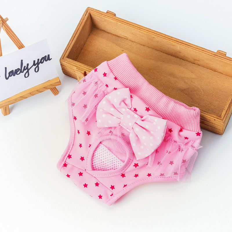 Female Canine Menstrual Panties Menstrual Safety Pants Princess Bowknot