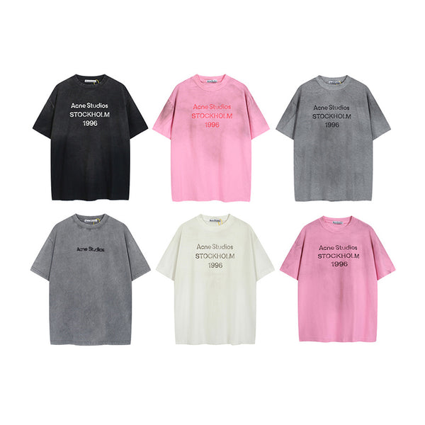 Distressed Washed Gradient Print Cotton T-shirt