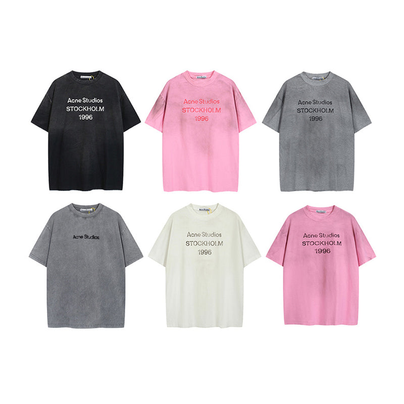 Distressed Washed Gradient Print Cotton T-shirt