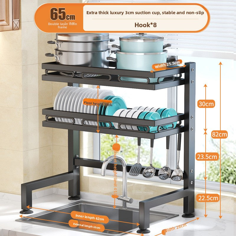 Kitchen Sink Dish Drying Rack with Adjustable Layers