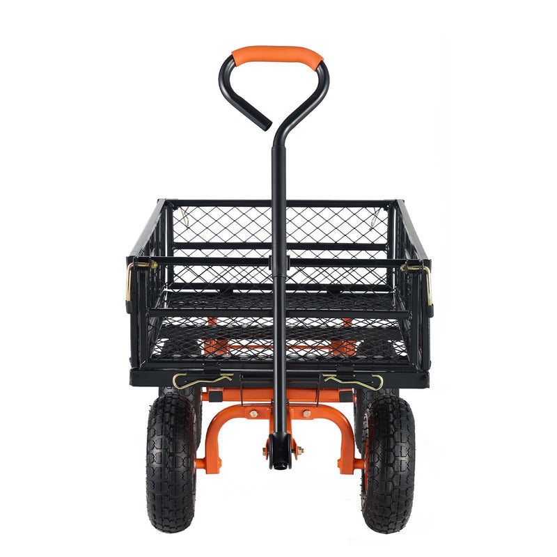 VEVOR Dump Cart, Metal Garden Dump Cart With Easy To Assemble Frame, Dump Wagon With 2-in-1 Convertible Handle, Utility Wheelbarrow 400 Lbs Capacity, 10 Inch Tires
