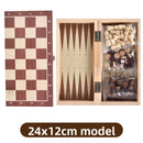 Three-in-One Wooden Chess Checkers Backgammon Board Game Set