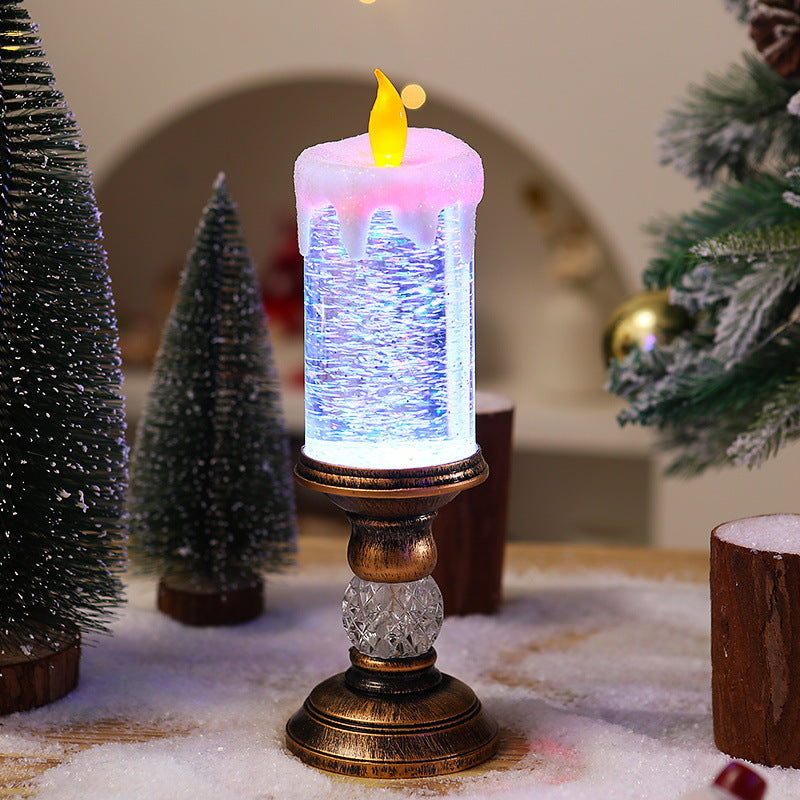 Colorful Gradient Christmas Crystal Lamp with Automatic Snowfall