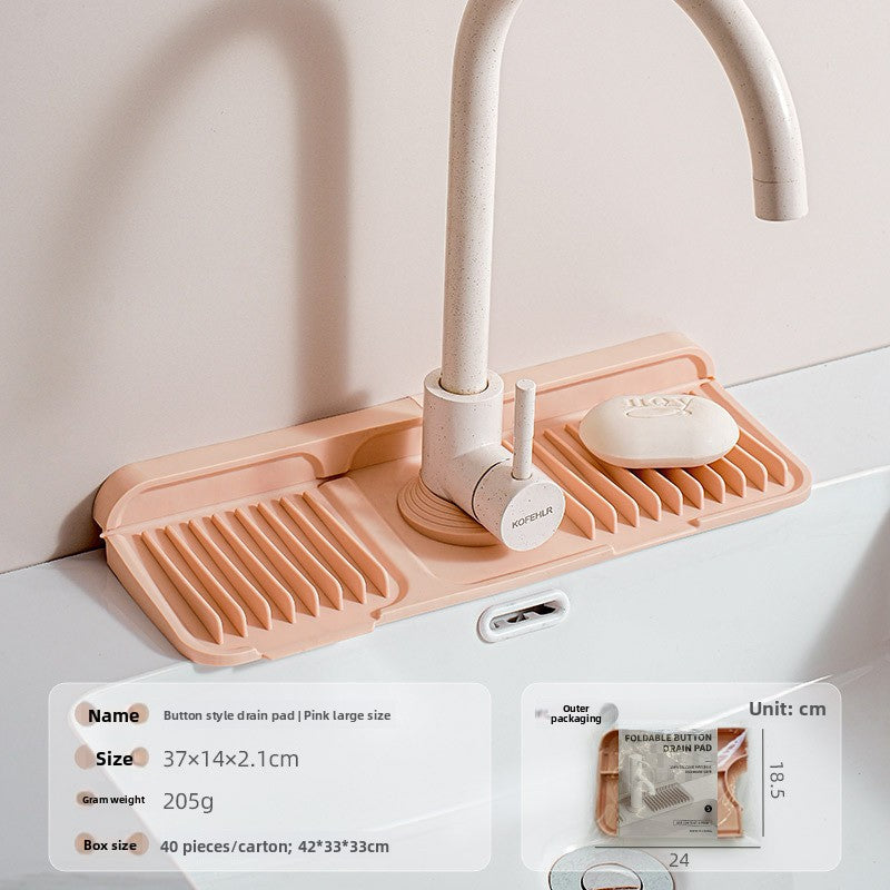 Upgraded Button Silicone Faucet Drain Mat Kitchen Sink Storage Mat Lavatory Mat
