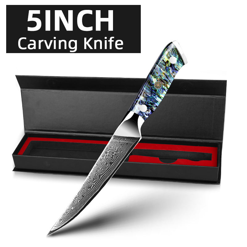 Damascus Steel Kitchen Knife Set with Abalone Shell Handle