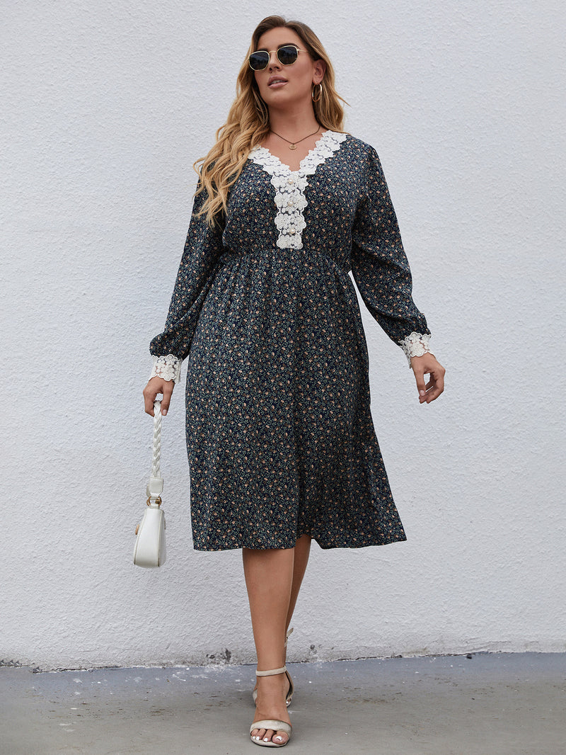 Autumn Winter Women Dresses XL-5XL Plus Ladies Lace Skirt