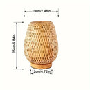Retro Japanese Style Lamp Bamboo Woven Desk Lamp Handmade Rattan LED Desk Lamp Wooden House Decoration Light - TrendTrove