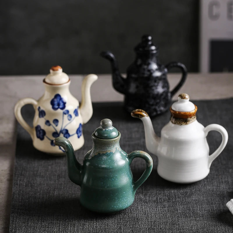 Ceramic Blue and White Kuibai Oil Pot Vinegar Bottle Oil Bottle Vinegar Pot Seasoning Pot Soy Sauce Hotel Restaurant - TrendTrove
