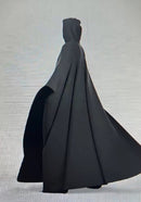 Loose-fitting hooded buttoned cape