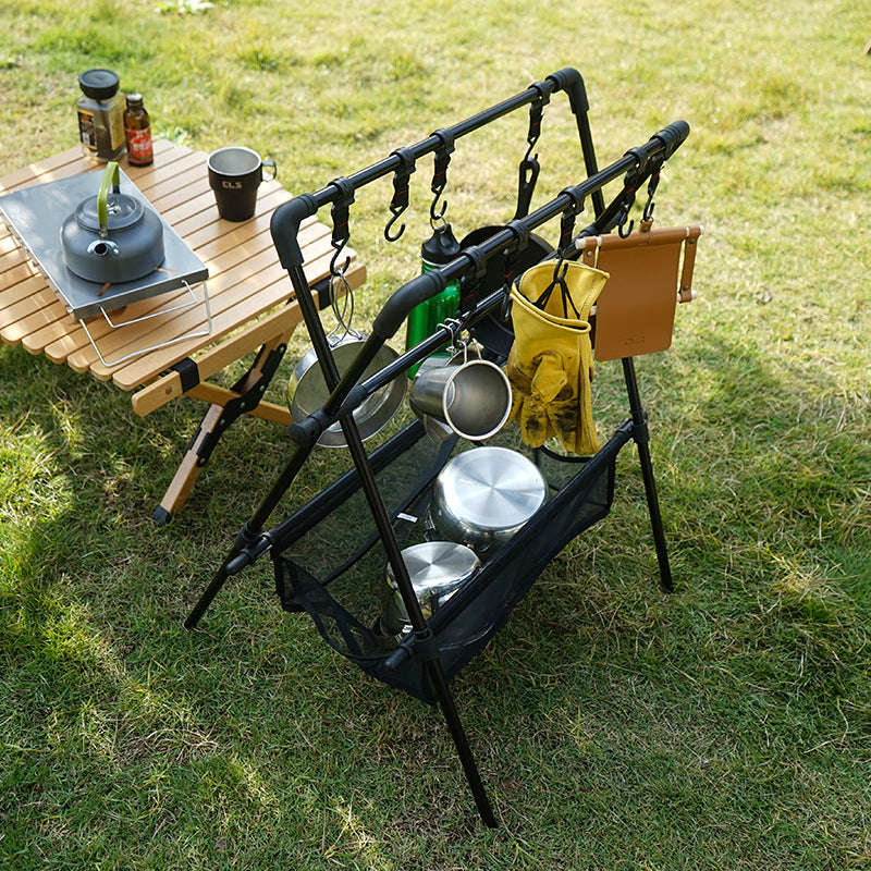 Outdoor camping folding shelf camping car drying rack drying net drying rack storage rack - TrendTrove