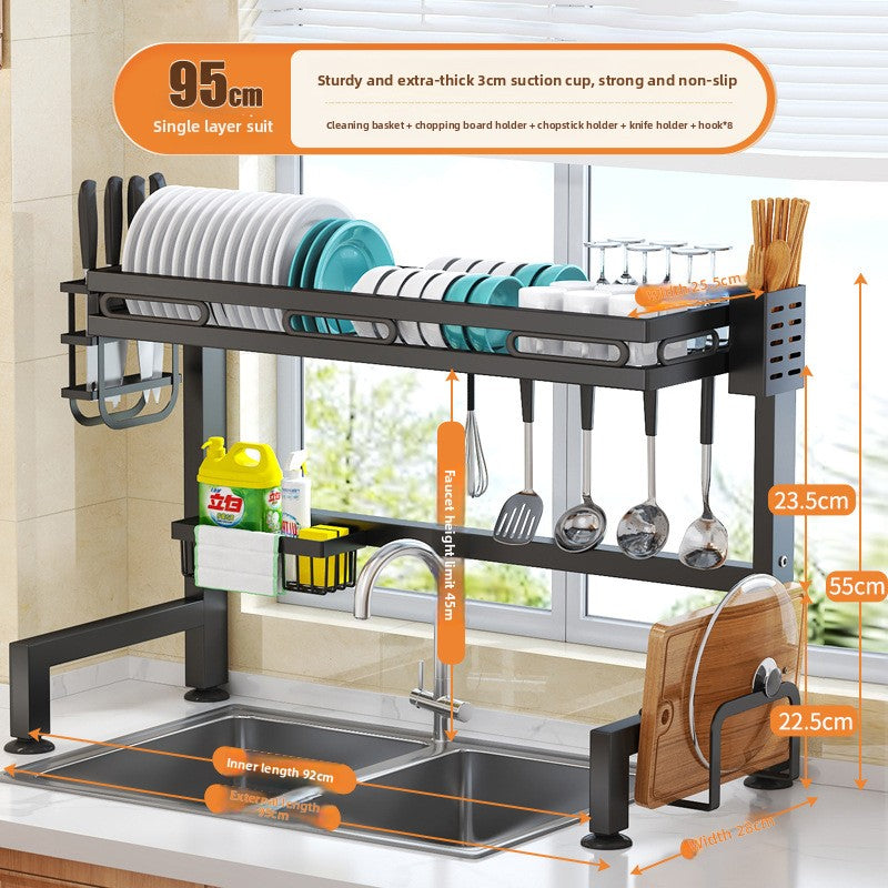 Kitchen Sink Dish Drying Rack with Adjustable Layers