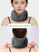 Inflatable U-shaped pillow portable neck pillow neck pillow can be stored airplane travel sleeping U-shaped pillow neck support neck cover - TrendTrove