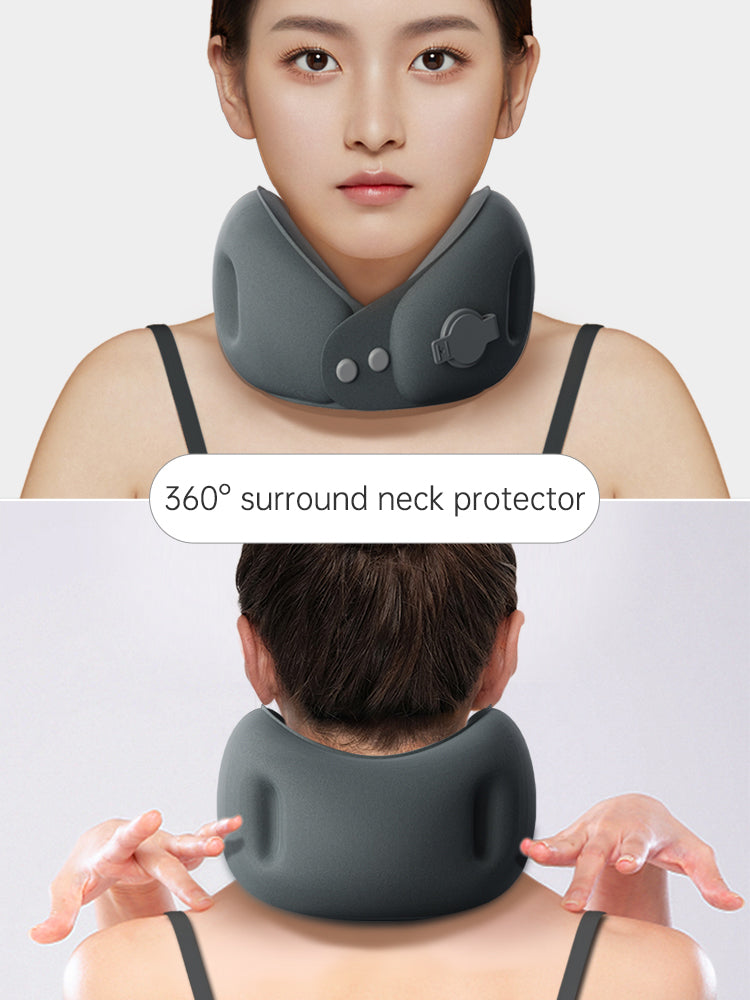 Inflatable U-shaped pillow portable neck pillow neck pillow can be stored airplane travel sleeping U-shaped pillow neck support neck cover - TrendTrove