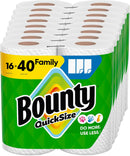 Bounty Paper Towels Quick Size, White, 16 Family Rolls = 40 Regular Rolls (Packaging May Vary)